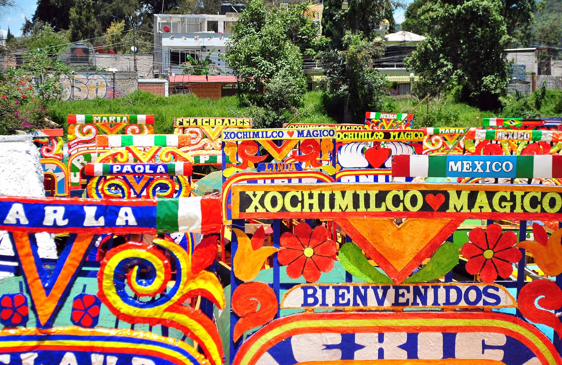 Trajineras at Xochimilco, Mexico City